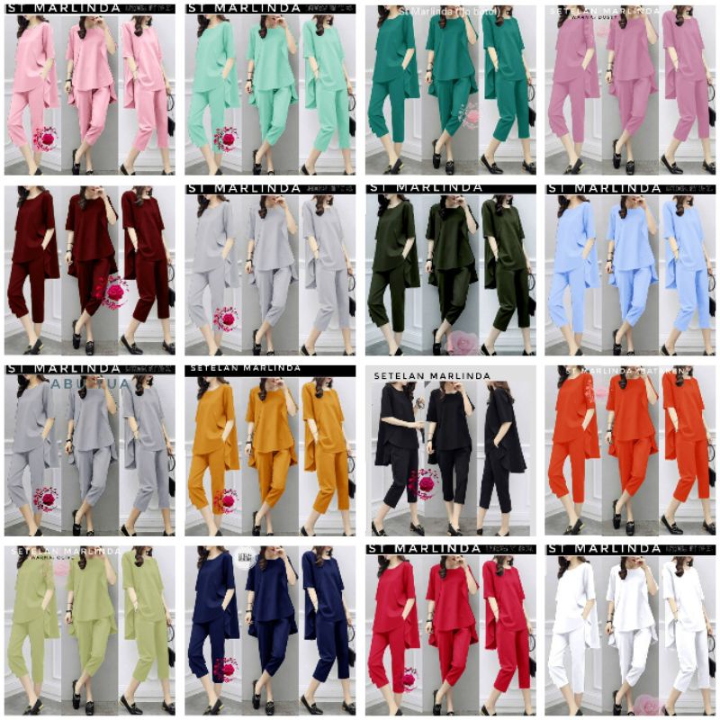 ST MARLINDA 21 WARNA SETELAN WANITA SETELAN TERBARU SETELAN CASUAL MB