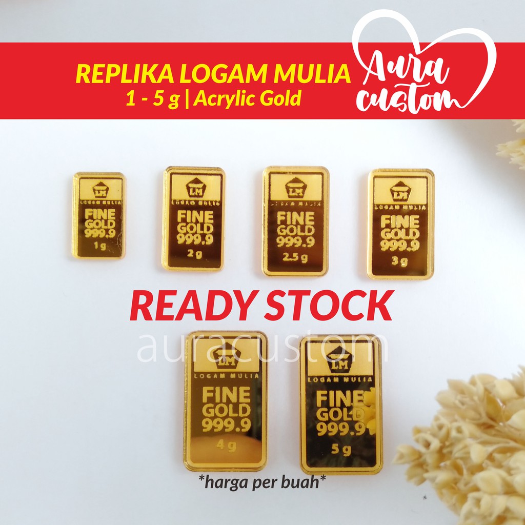 READY STOCK | Replika logam mulia Antam 0,5gr- 1gr- 2- 2,5- 3- 4- 5gr Desain BARU untuk hiasan mahar