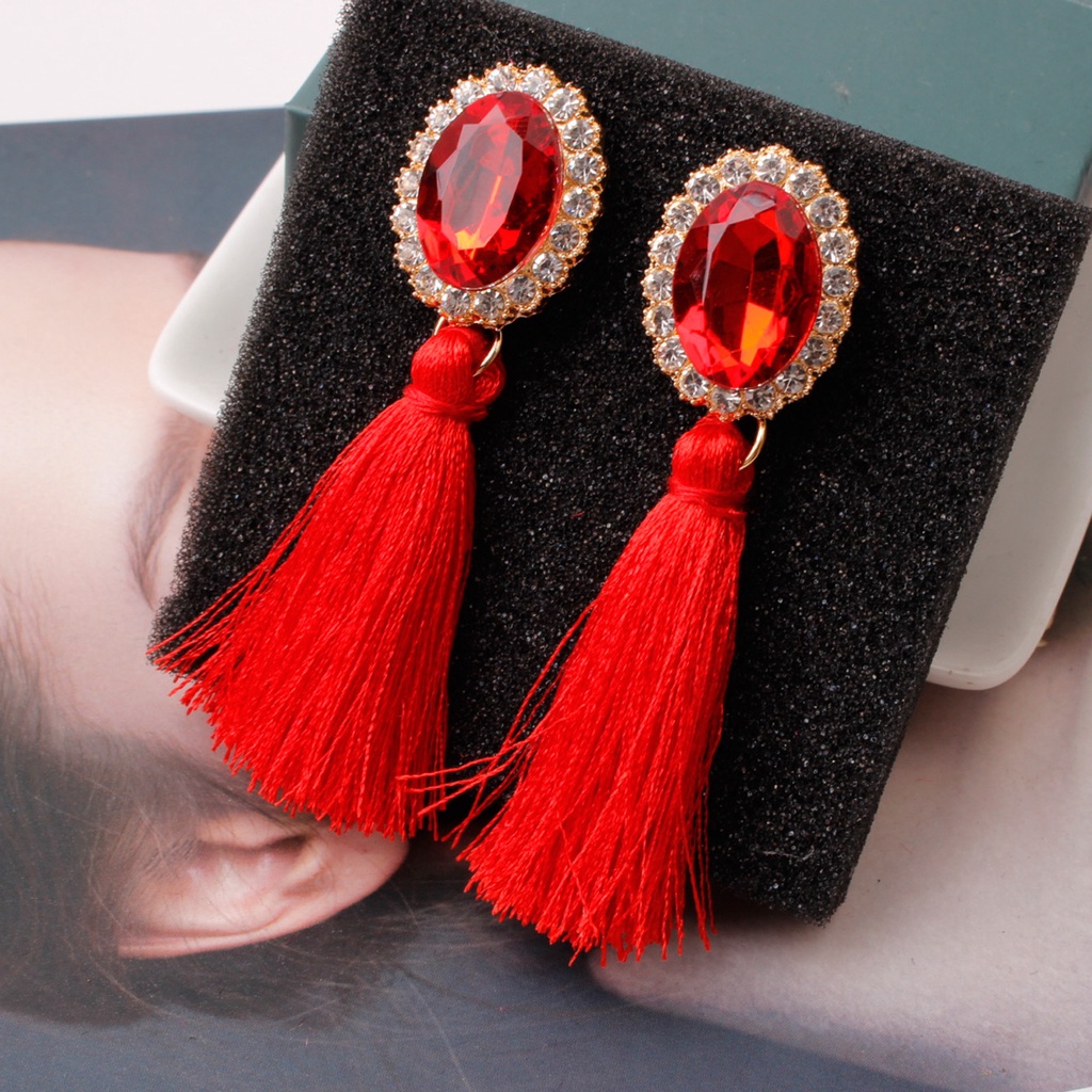 Bohemian Baru rumbai anting-anting berlian imitasi bertatahkan semua yang sesuai dengan fashion rumb