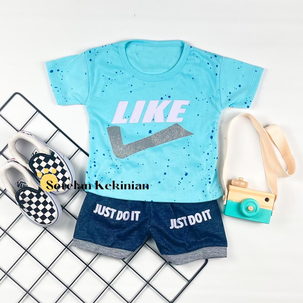 [SK] Setelan Baby 6_12bln Set Baby Boy Set Anak Murah Banget Grosir Celana Pendek Denim Baju Budak