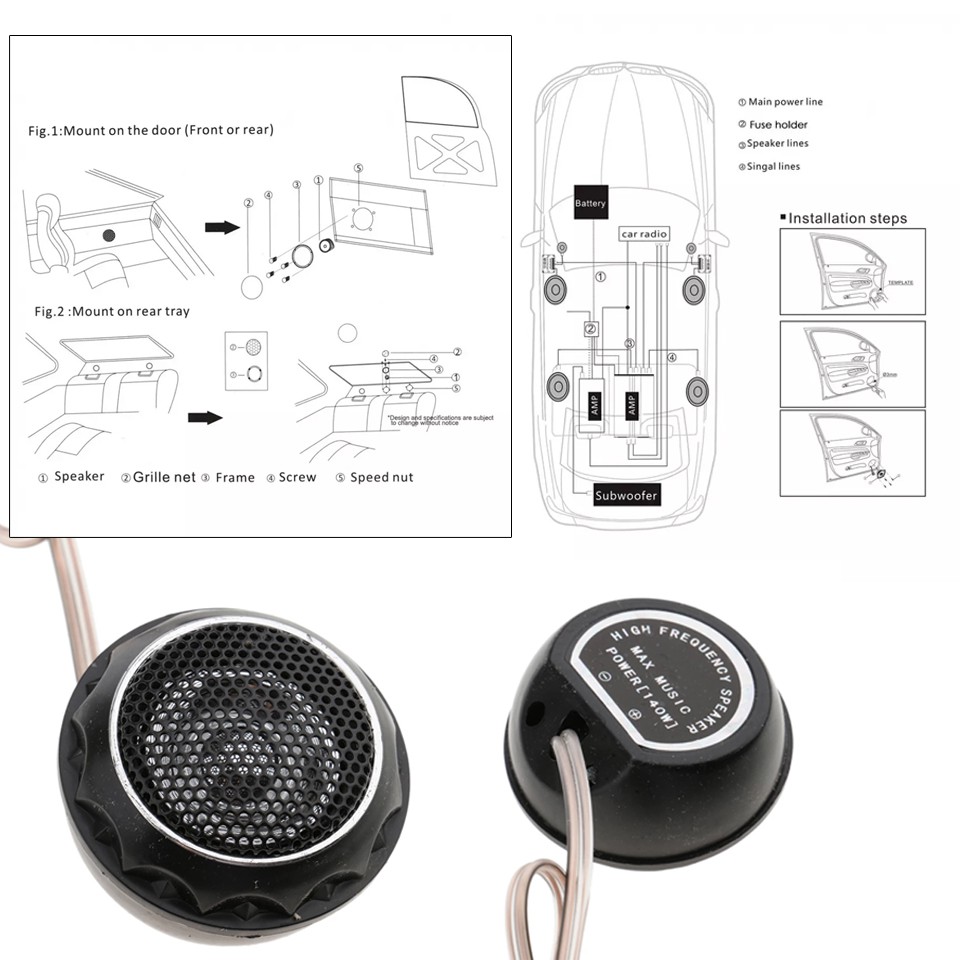 Speaker Mini Dome Tweeter Mobil HiFi 150W Audio EfIsiensi Tinggi 2 PCS