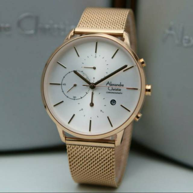 jam tangan pria alexander cristie ac6555 original rosegold