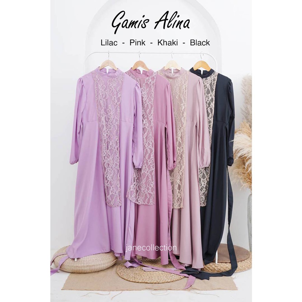 JANE COLLECTION || Baju Muslim Gamis Alina Wanita Brukat