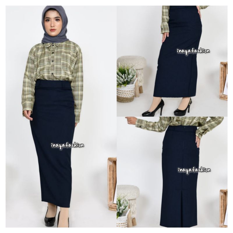 Rok Panjang Hitam Span Biron Kipas Kantor Formal / Rok Kerja panjang / Rok Span / Rok Hitam Polos