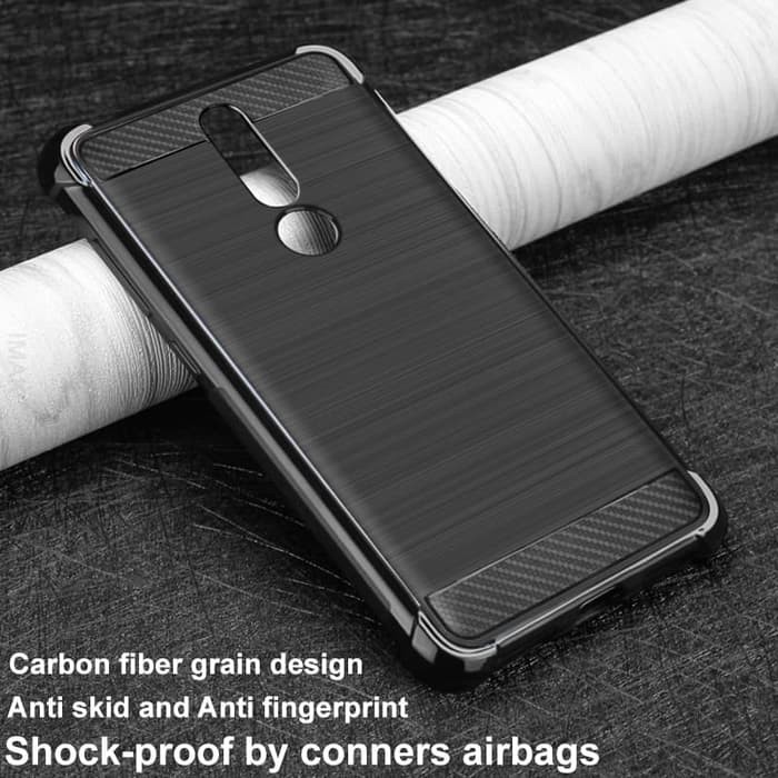 Nokia 3.1 Plus Soft Case Brushed Carbon Anti Knock - Hitam