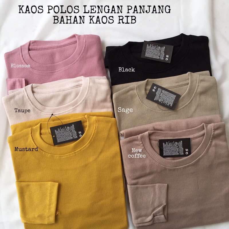 KAOS RIB PREMIUM LENGAN PANJANG / KAOS LENGAN PANJANG / KAOS POLOS / KAOS OBLONG RIB WANITA / GROSIR KAOS RIB