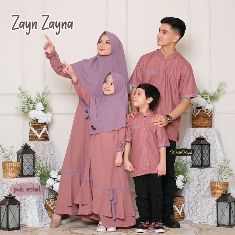 RiskiRichButik | Zayn Zayna Couple Lebaran Gamis Koko -Pink Orchid