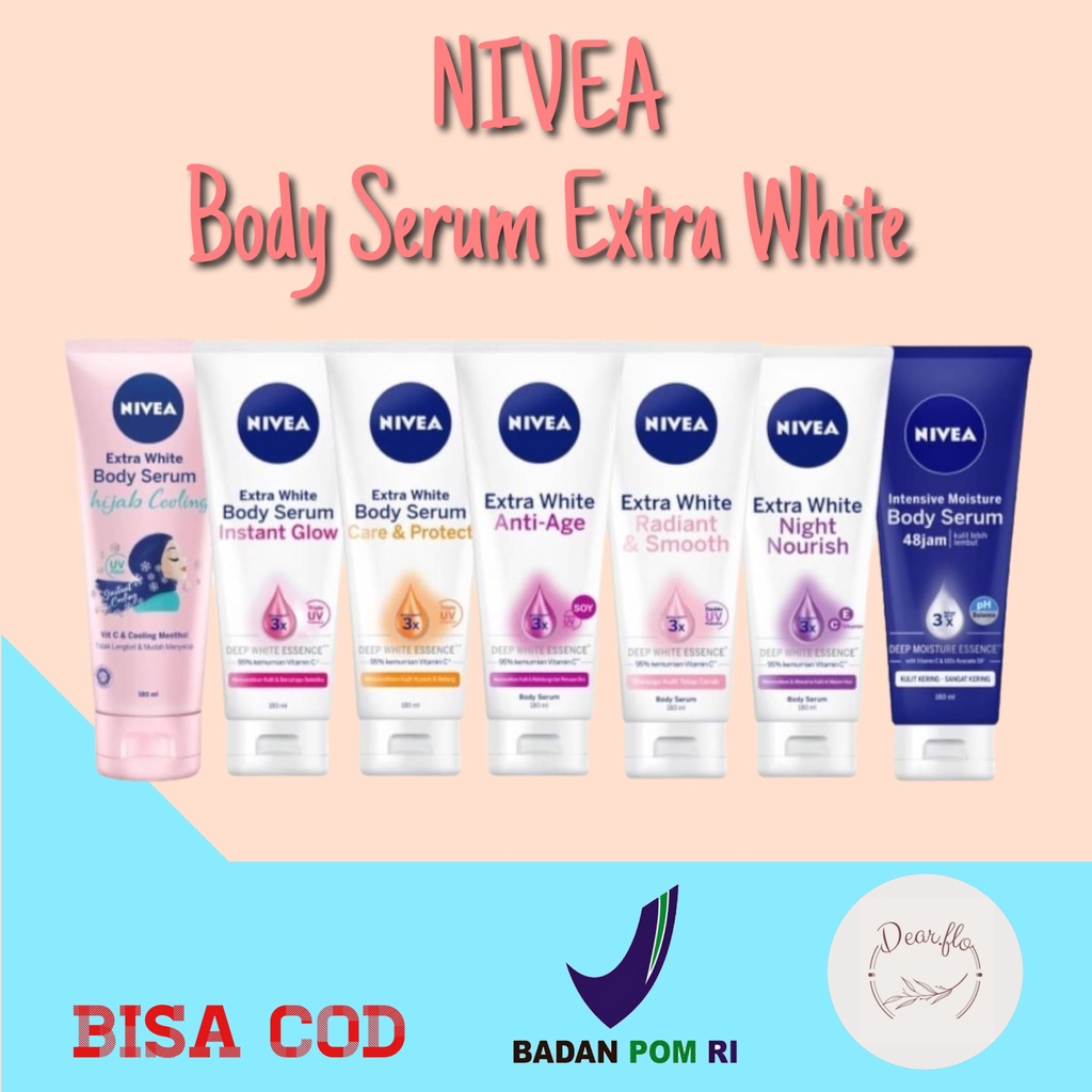 NIVEA BODY SERUM EXRA WHITE - NIVEA BODY SERUM CARE & PROTECK NIVEA HIJAB COOLING SERUM