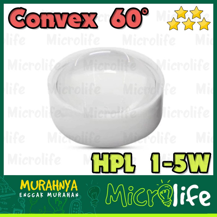 Lensa Plano-Convex 60 Derajat + Holder Putih untuk High Power LED 1W - 5W