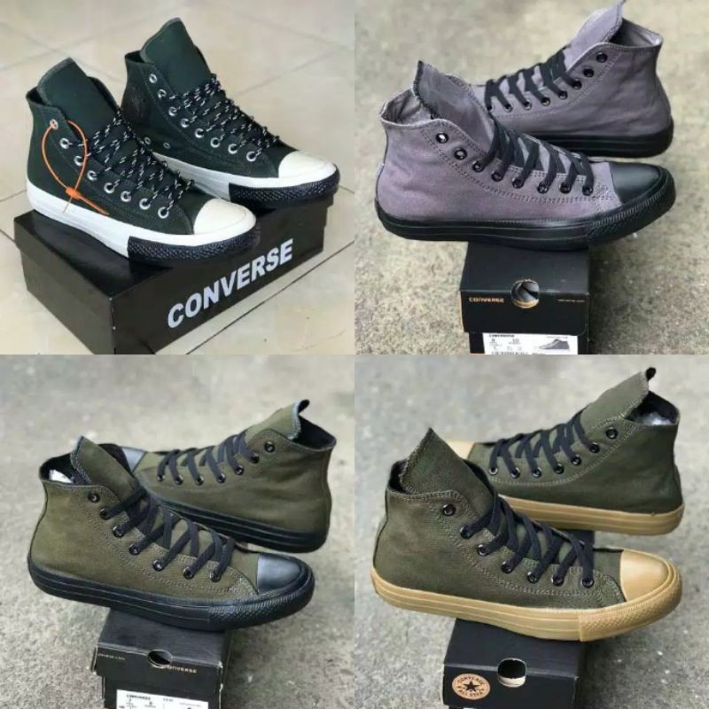 SEPATU CONVERSEE ARMY/GREY BLACK/GUM HIGH IMPORT