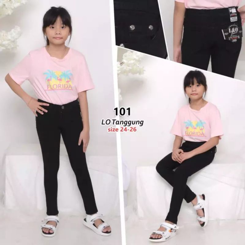 Celana Panjang Jeans Anak Perempuan Stretch Melar Anak Tanggung Cewe/Cowok 4-7Th