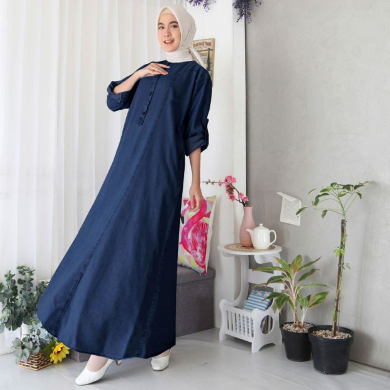 Rania Maxy Jeans , GAMIS JEANS CANTIK MODIS POLOS FIT XXL LD 120 BAHAN JEANS WASH IMPORT TERMURAH CANTIK OOTD KEKINIAN