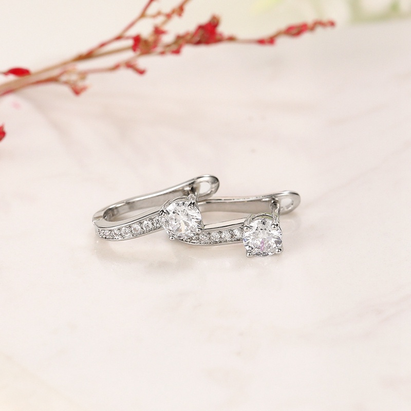 Anting Bulat Lapis Silver Dengan Kristal Kubik Zirconia Untuk Wanita