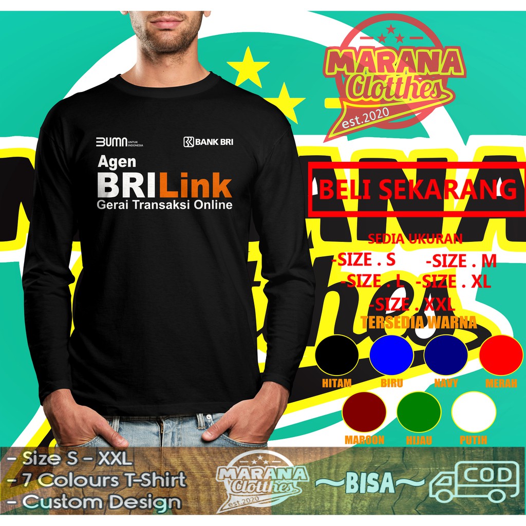 Kaos Agen BRILINK Full Patch Lengan Panjang Baju Perusahaan