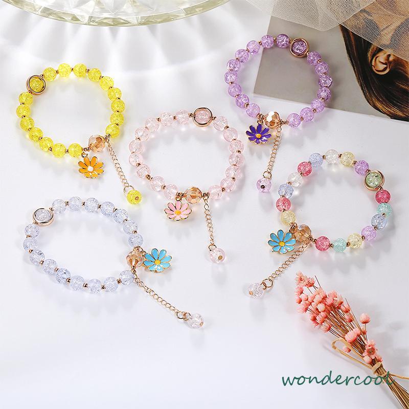 Gelang Rumbai Bunga Daisy Kristal Korea Wanita Gadis Gelang Perhiasan Aksesoris-Won