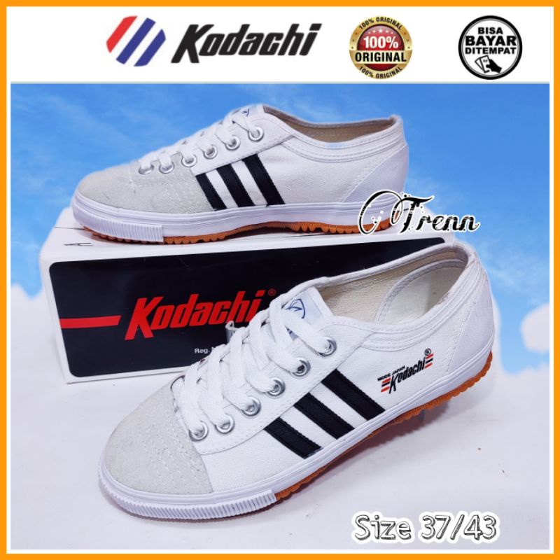 KODAHCI 8111 Sepatu Pria Cowok Dewasa Kodaci Capung Tali Anti Slip Putih Stripe White Size 37-43 Berkualitas