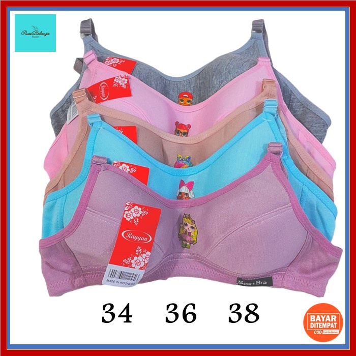 Miniset BRA Remaja Anak Perempuan SD SMP Tali Kecil Size 38 36 34 Kait 2 Bra Pemula Anak Perempuan Katun