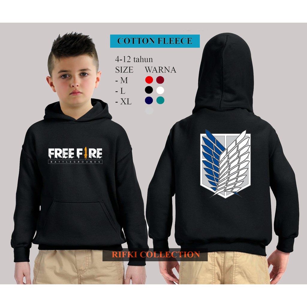Jaket Hoodie Sweater free fire freefire ff attack on titan aot anak laki-laki cowok Switer Hodie hod