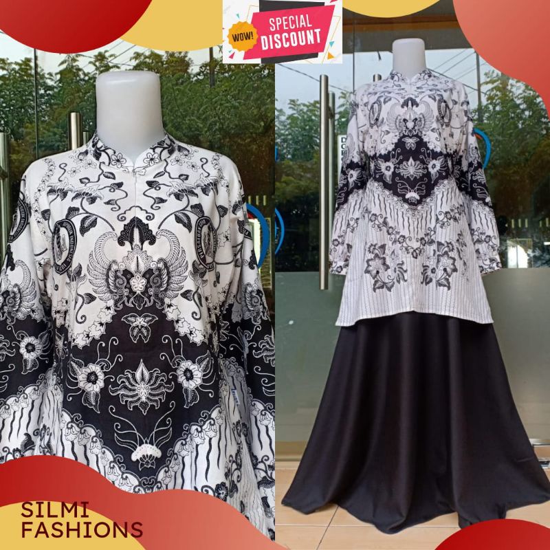 BAJU BATIK PGRI KORPRI WANITA GAMIS MODEL SETELAN TERBARU,BAJU SERAGAM PNS  BAHAN KATUN LAINNYA.