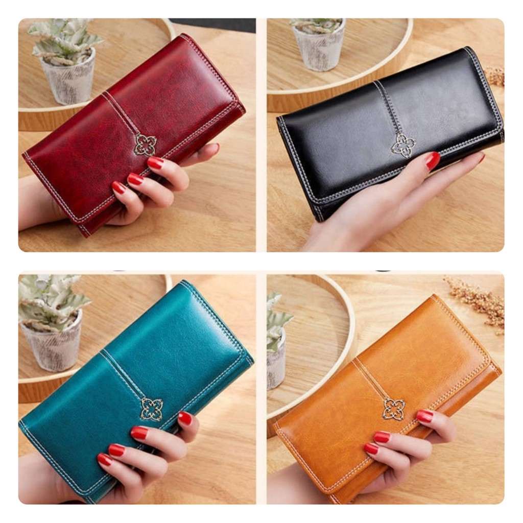 DOMPET PANJANG WANITA LIPAT FLORIDA IMPORT KULIT PREMIUM KARTU TIPIS PESTA KOREA BATAM BRANDED MURAH