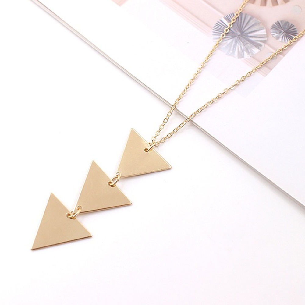 Hu Hu Hu Hu Hu Alat Bantu Pasang Kacamata♡ Kalung Rantai Panjang Dengan Liontin Segitiga Geometris Untuk Wanita