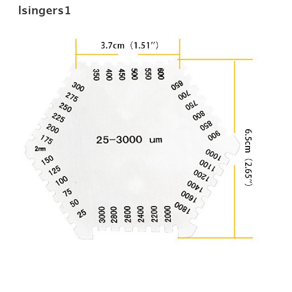 (lsingers1) Sisir Pengukur Ketebalan Lapisan Film Basah 25-3000um Warna Silver