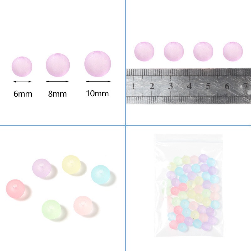 6mm / 8mm / 10mm Manik-Manik Akrilik Frosted Warna Macaron Matte Untuk Membuat Perhiasan DIY