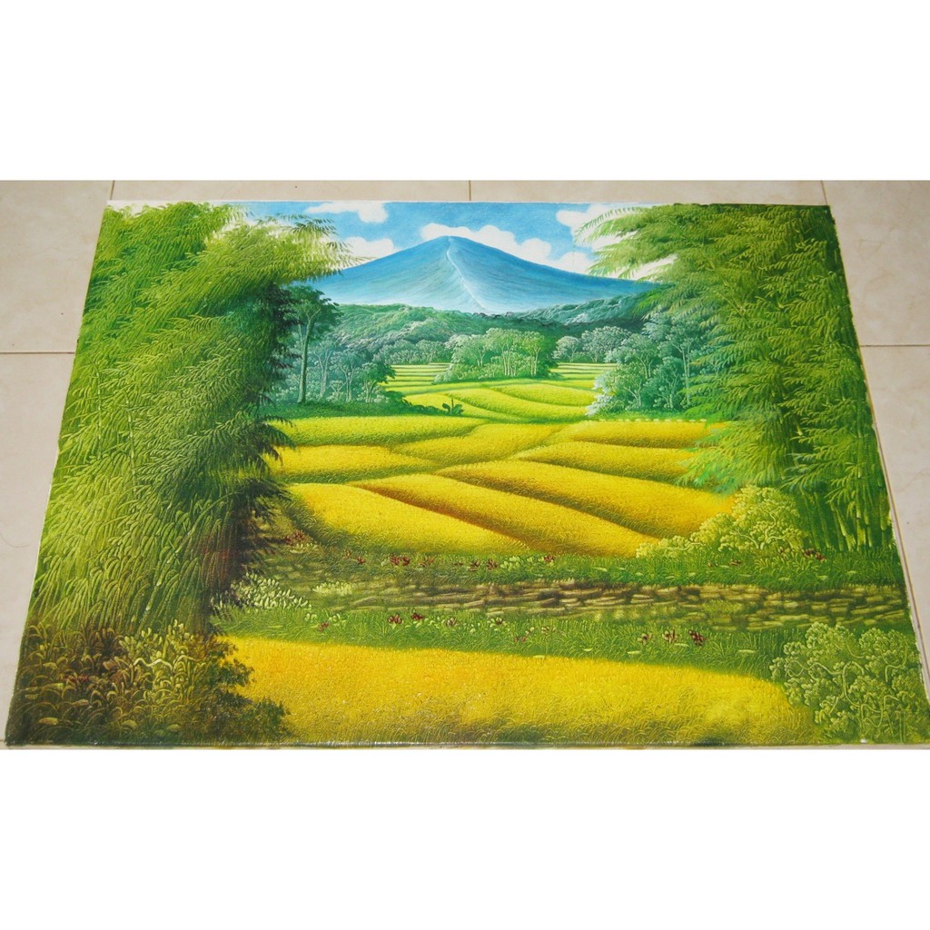 Lukisan Panen Padi Dan Pemandangan Kualitas Premium Ukuran 80 X