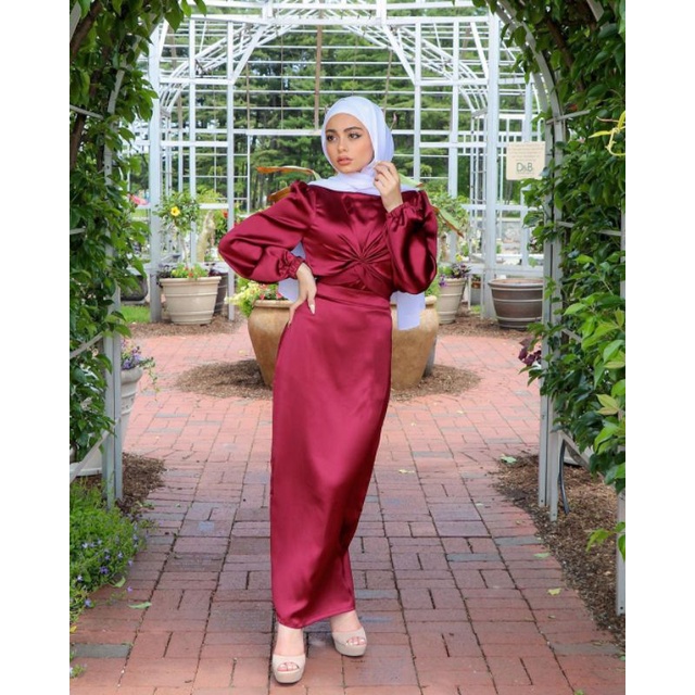 set gamis satin/set dress satin 4 looks/seragam bridesmaid/set kurung