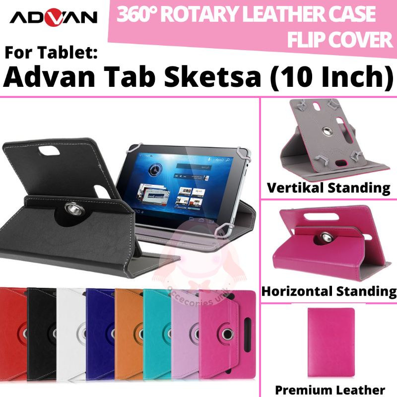 Advan Tab Sketsa 10 Inch Tablet Rotary Case Leather Flip Casing Book Cover Kesing