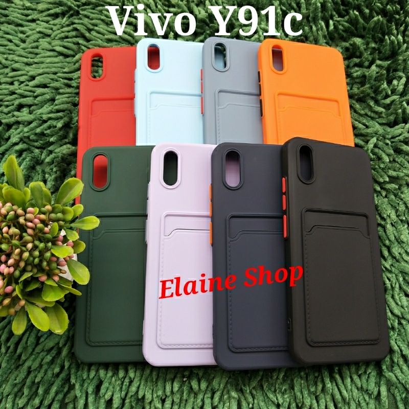 Softcase Slot Card Vivo Y91C Vivo Y1s Case Macaron Slot Kartu Protection Camera Case Hp