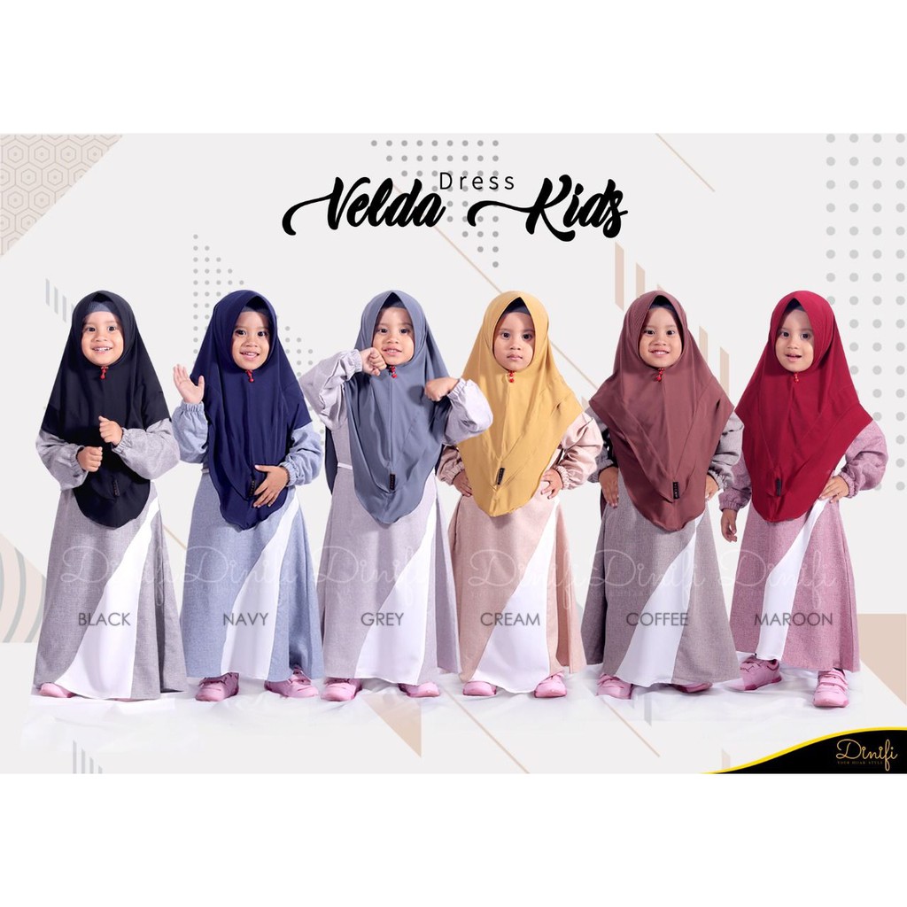 Gamis VELDA Kids by DIFINI Berbahan Monica & Fontana