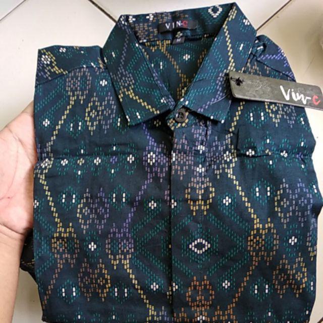 Kemeja Batik Songket Mutiara Rintik Panjang Murah Black Green Navy Dan Purple Slimfit Dan Formal