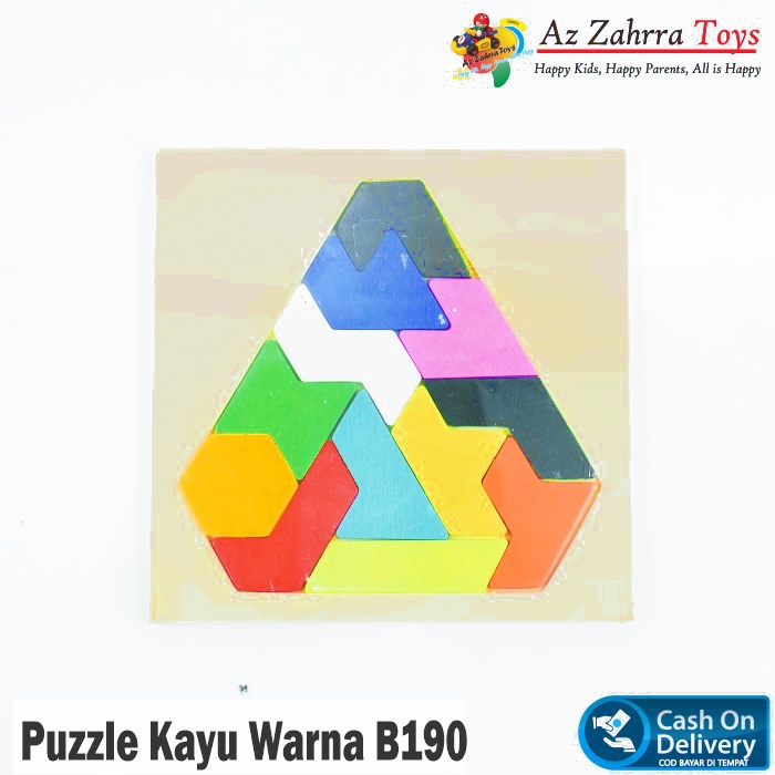 Mainan Anak Puzzle Kayu Jigsaw Puzzle Kayu Warna Segitiga B190 Murah