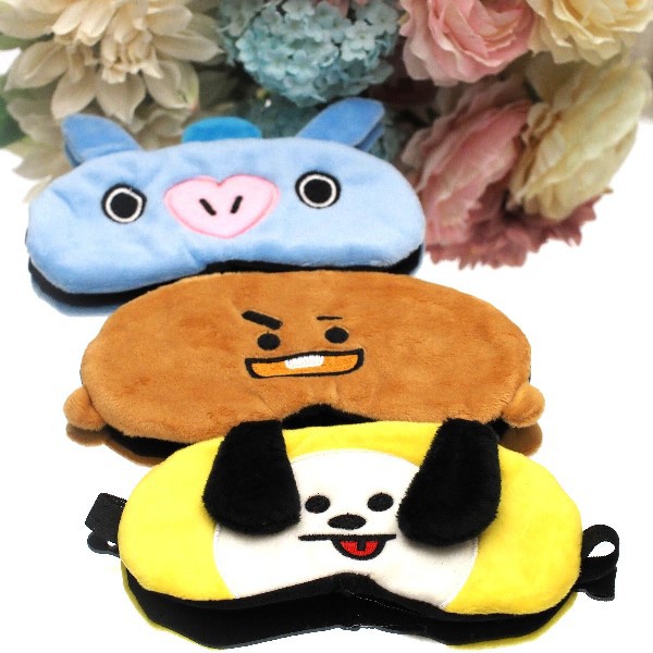 Penutup Mata Tidur BT21 BTS Bahan Bulu Halus Masker Mata Sleeping Eye Mask Eyemask Travel