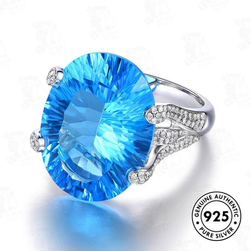 Cincin Sapphire Bahan S925 Silver Untuk Wanita