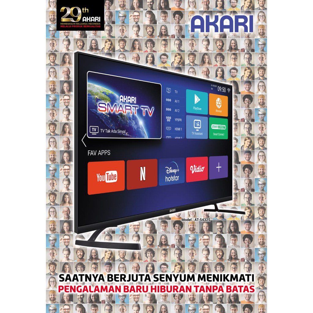 (Free Packing Kayu JNE &amp; JNT )Akari Smart TV 32 Inch AT-5432S Android TV Smart Connect Digital TV-BONUS BRACKET