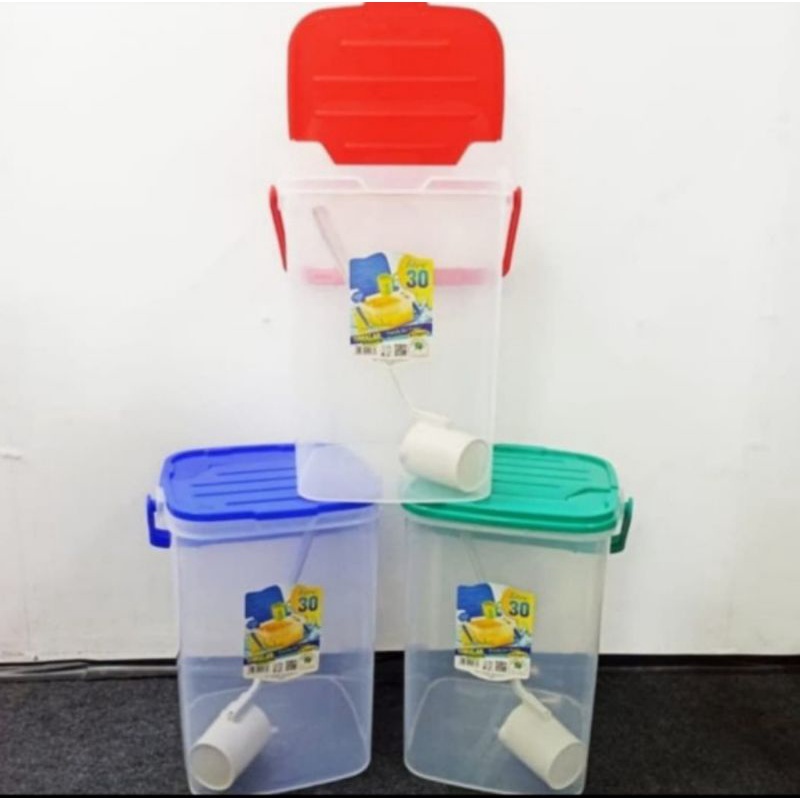 Toples Es Buah + Gayung Abella 30 liter/ Box Es Buah 30 liter Green Leaf/ Toples Kotak Es Buah ( Goj