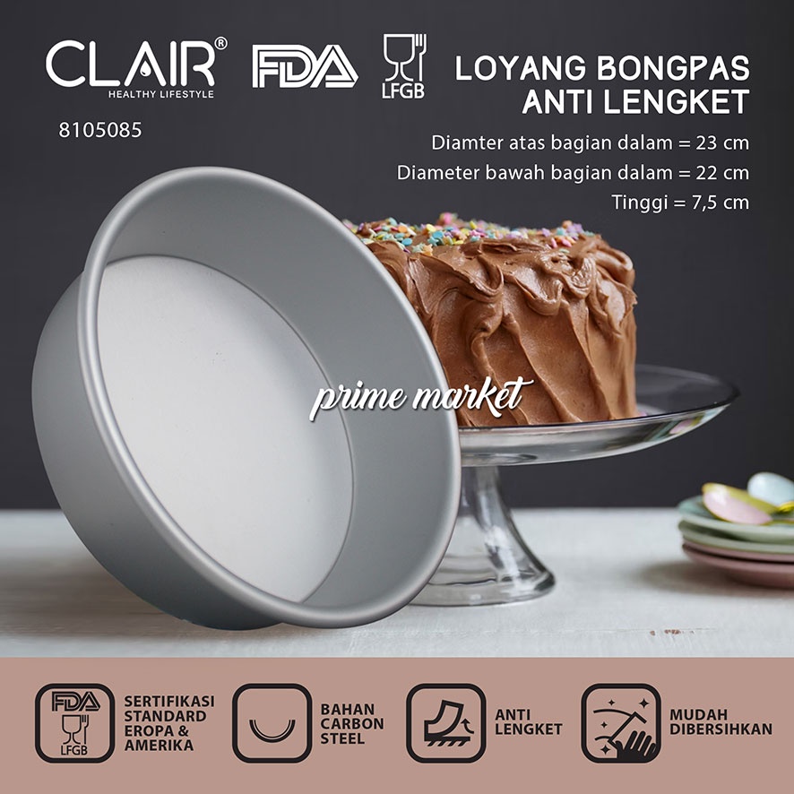 CLAIR Loyang Bolu Bulat Chiffon Aluminium (Anodised) Bongpas Import / Round Pan / Cetakan Kue Bolu B