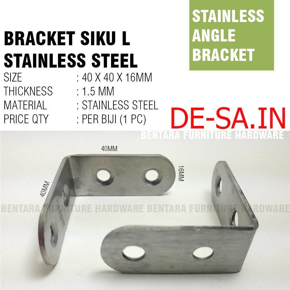 40 MM Siku Stainless Steel / Zinc Plate Braket Siku Mini 40 x 40 MM - L-Shaped Angle Bracket Fastener