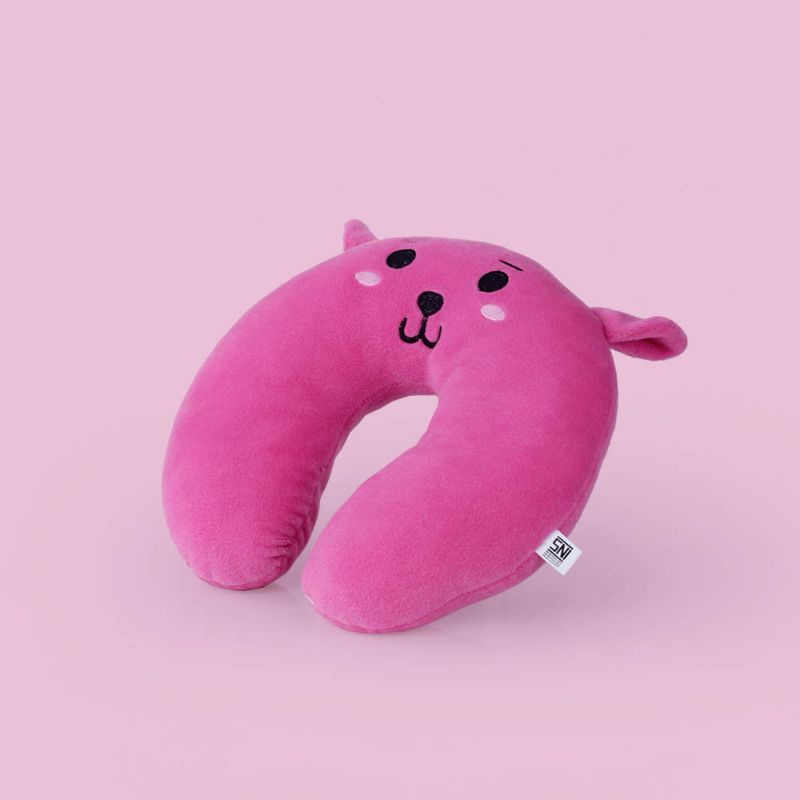 Bantal Leher Pink Berlabel SNI Bahan Premium | Bantal Leher Cantik Lucu Lembut Ditangan Bahan Velboa Berkualitas