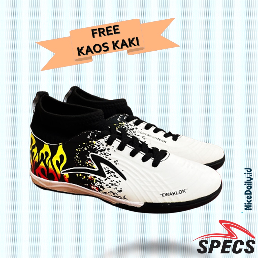 Sepatu Futsal Premium Specs Accelarator Lightspeed II IN Klok SE White Gold Sneaker Olahraga Impor