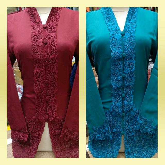 kebaya encim modern lengan panjang bordir senada-4