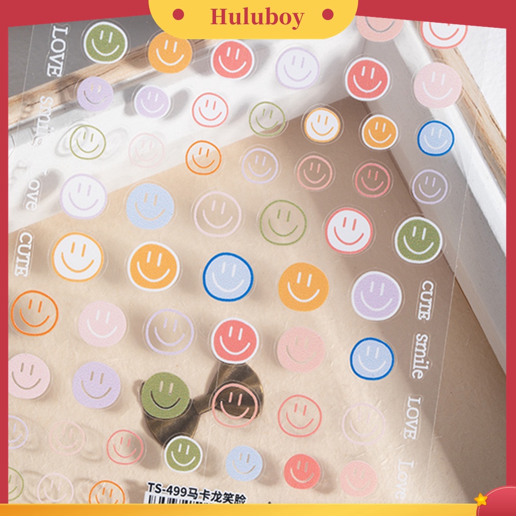 Huluboy Huluboy♡ Stiker Kuku Ultra Tipis Motif Smile / Bintang / Hati / Pelangi Untuk Manicure Wanita