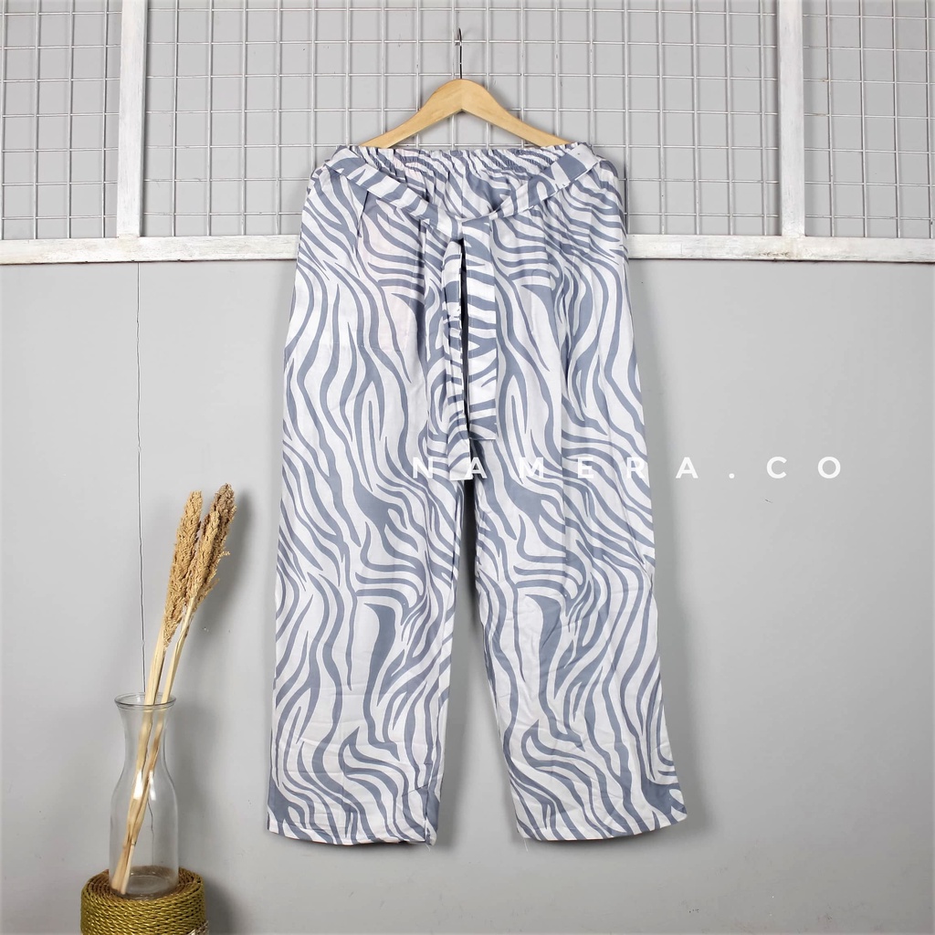 Celana Tidur Kulot Panjang Wanita Motif ZEBRA Bahan Rayon