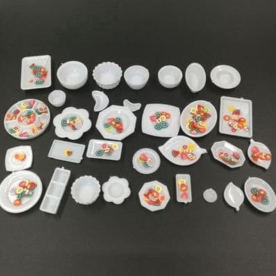 Food Dishes Plate Miniature - Miniatur Peralatan Makan (33pcs)