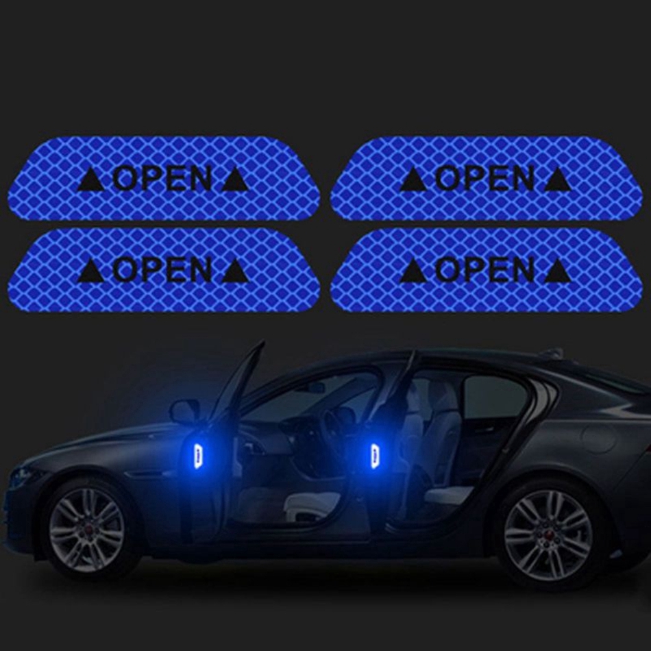 4Pcs / Set Tape Reflektif Untuk Peringatan Keamanan Mobil