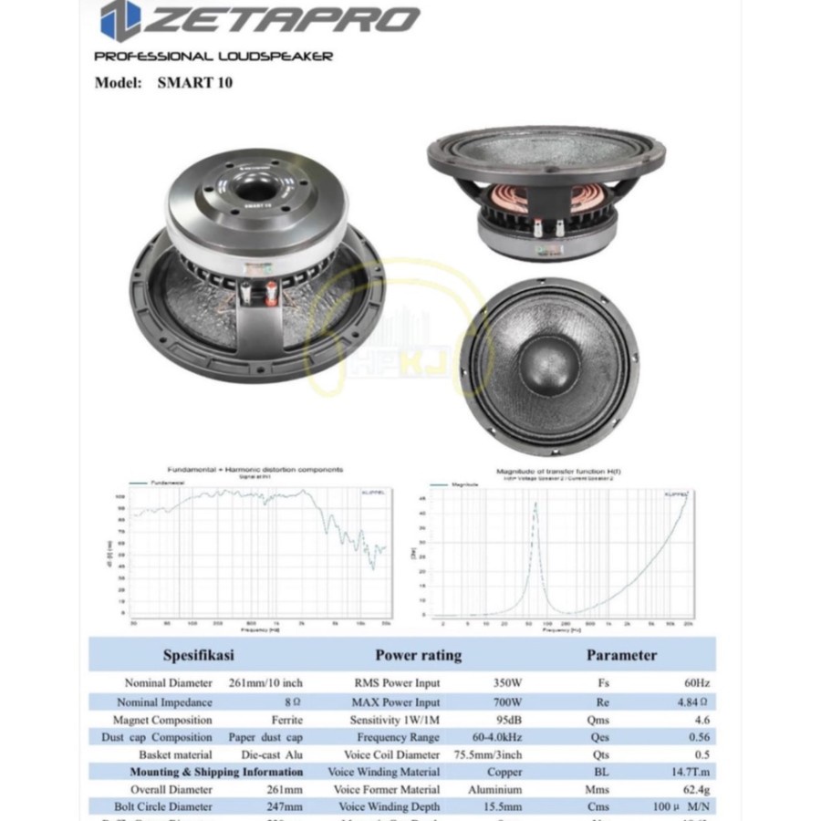 Komponen Speaker 10 Inch 700 Watt Zetapro Smart 10 ZETAPRO Smart10
