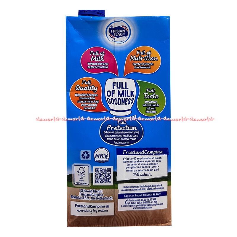 Frisian Flag Full Cream Made From Fresh Milk 946ml Susu Bendera UHT Siap Minum Siap Saja Susu Cair FF Frisianflag Putih