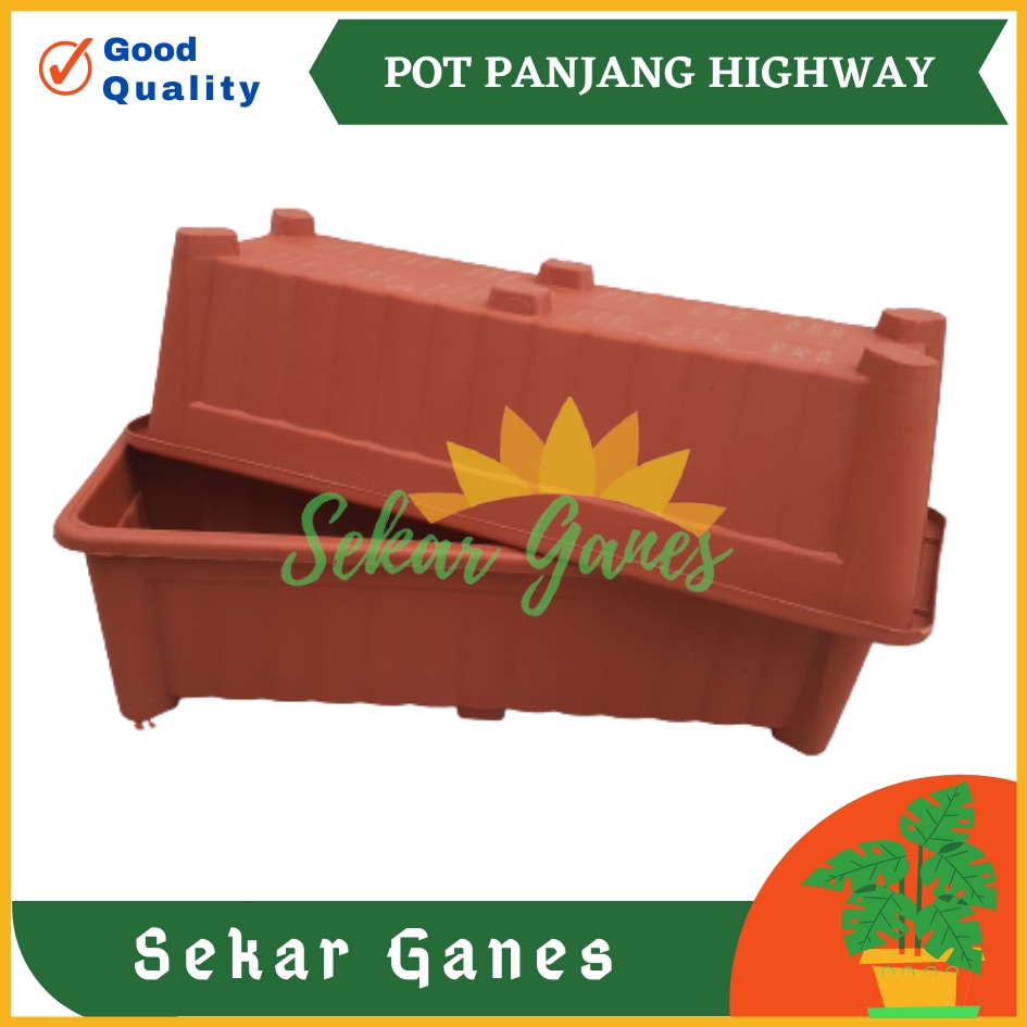 Pot Panjang Highway 55 Coklat Merah Bata Pot Panjang Hw 50cm Pot Bunga Segi Panjang 70cm High Way Pot Panjang Plastik Putih Murah Gantung 50cm - Pot Panjang 50